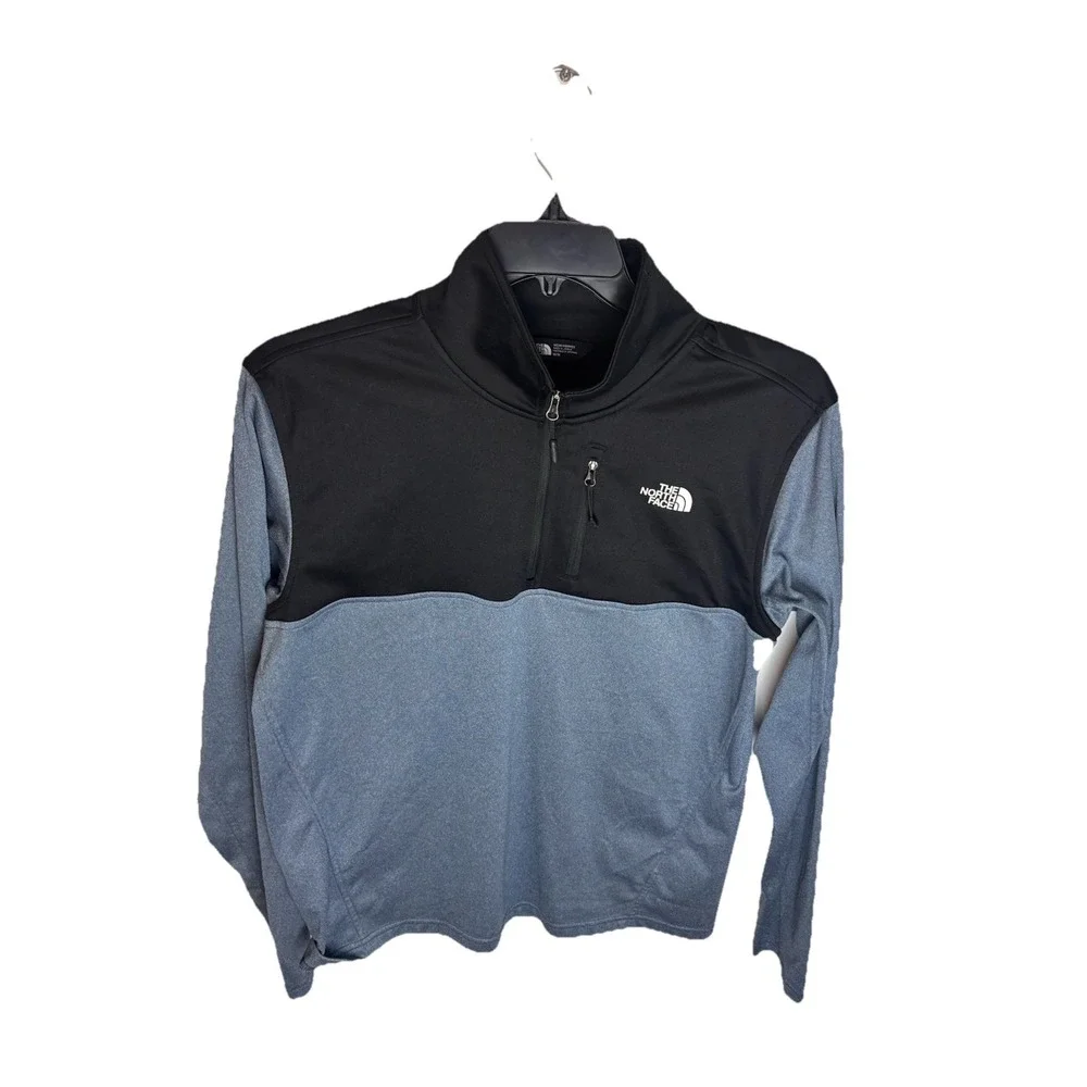 The North Face Mens Medium Blue And Black 1/4 Zip Pullover